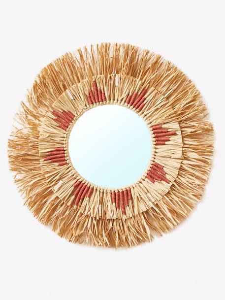 Miroir rond raphia beige / rose - vertbaudet enfant 