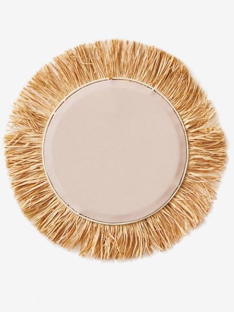 Miroir rond raphia beige / rose - vertbaudet enfant 