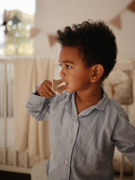 Brosse à dents d'apprentissage en silicone bleu+gris+rose - vertbaudet enfant 