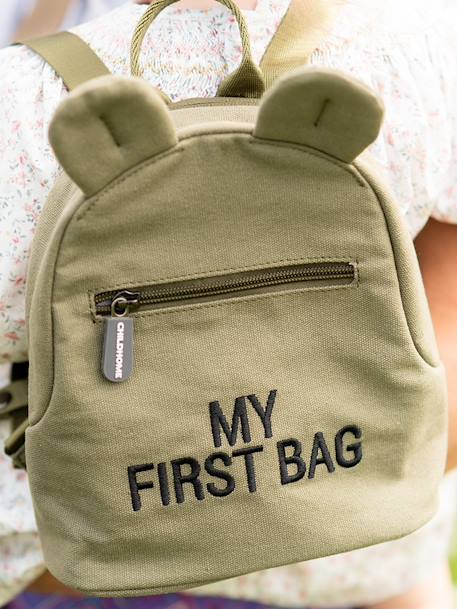 canvas rugzak CHILDHOME 'My first bag' kaki - vertbaudet enfant 
