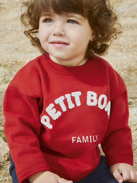 Baby-sweatshirt  in katoen PETIT BATEAU rood - vertbaudet enfant 