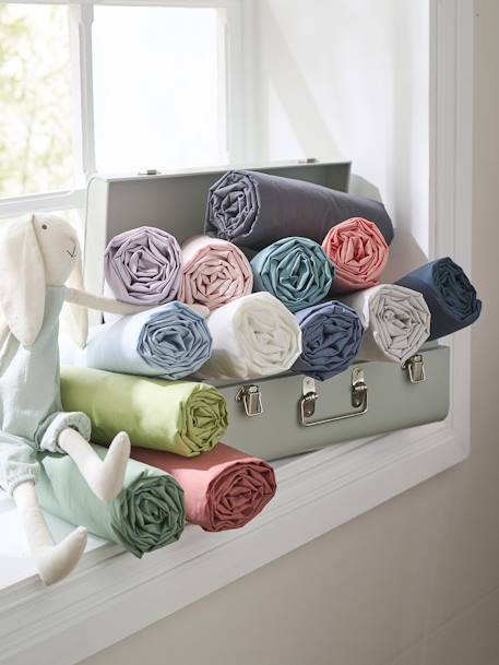 Drap-housse uni enfant anthracite+blanc+bleu clair+bleu jean+bleu vert+corail+gris+lila clair+marine+pistache+rose clair+terracotta+vert - vertbaudet enfant 