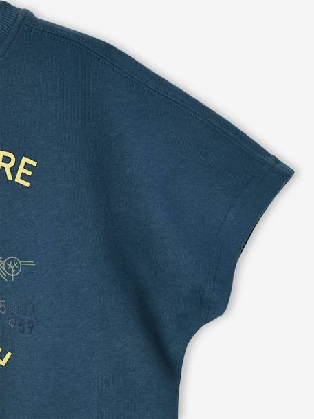 Avontuurlijk fleece t-shirt voor jongens met fluorescerende details petrolblauw - vertbaudet enfant 