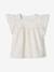 Blouse van katoengaas met geborduurde bloemen ecru+zachtpaars - vertbaudet enfant 