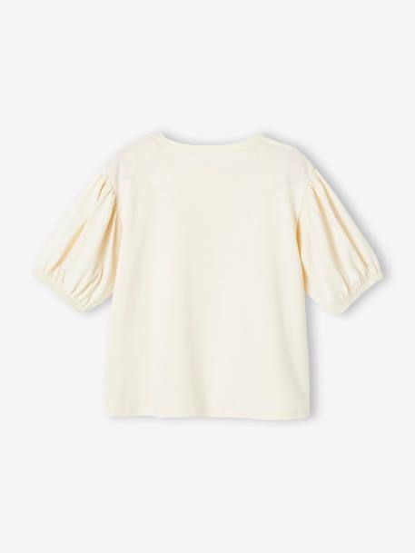 T-shirt manches boules fille motif fruit poitrine écru - vertbaudet enfant 