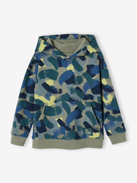 Sweater met capuchon en camouflageprint voor jongens groen, bedrukt - vertbaudet enfant 