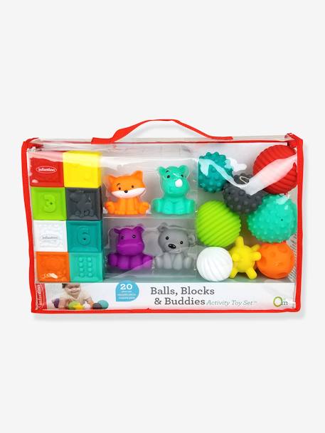 Pakket voor ontwikkelen zintuigen met 8 ballen, 4 diertjes en 8 blokjes Bluebox EFFEN WIT - vertbaudet enfant 
