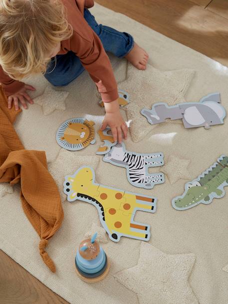 5 puzzles évolutifs 3 à 6 pièces en carton beige - vertbaudet enfant 