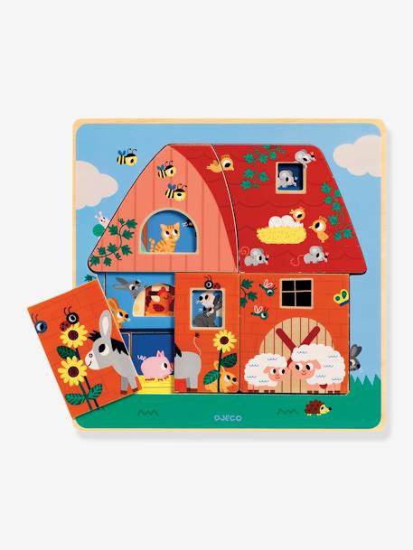 Puzzle 3 niveaux Chez Moo bleu - vertbaudet enfant 