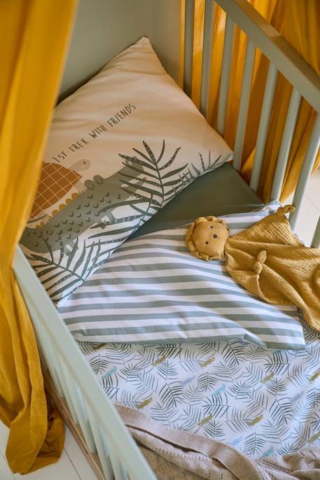 Housse de couette bébé TREK blanc imprimé - vertbaudet enfant 