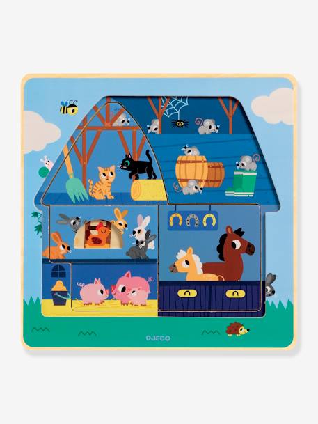 Puzzle 3 niveaux Chez Moo bleu - vertbaudet enfant 