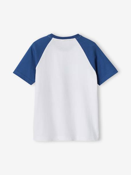 Grafisch jongens-T-shirt met raglanmouwen blauw+saliegroen - vertbaudet enfant 
