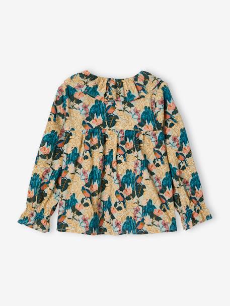 Meisjesblouse met bloemenprint blauwgroen - vertbaudet enfant 