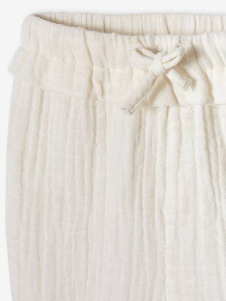 Pantalon bébé fille en gaze de coton écru+vieux rose - vertbaudet enfant 
