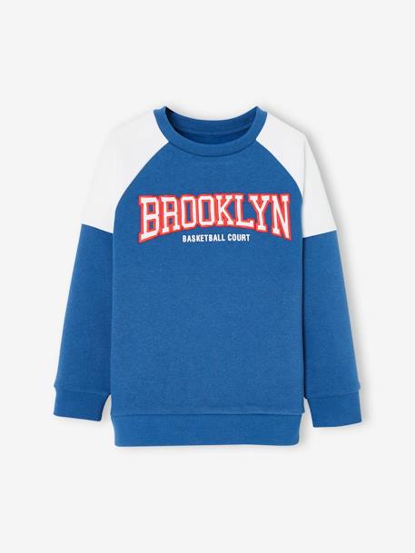 Sweat sport color block team Brooklyn garçon bleu roi+noix de pécan - vertbaudet enfant 