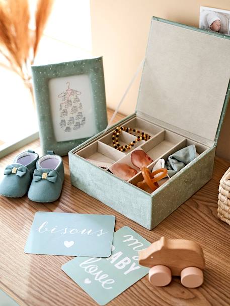 Coffret cadeau cadre + boite à compartiments en velours vert - vertbaudet enfant 