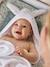 Badcape + washandje van biologisch katoen amandel+antraciet+karamel+oceaanblauw+rozen+Wit - vertbaudet enfant 