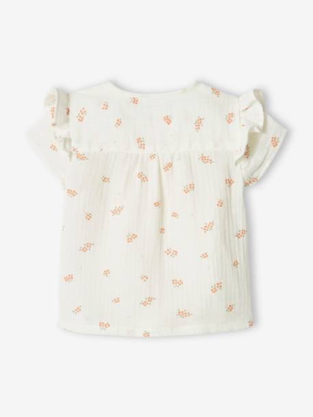 Babyhemdje voor pasgeborenen van gaaskatoen ecru+lila - vertbaudet enfant 