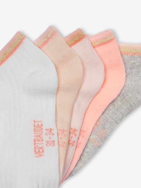 Lot de 5 paires de soquettes fille en maille côtelée rose poudré - vertbaudet enfant 