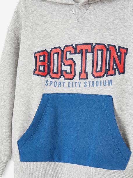 Sportsweater voor jongens met capuchon motief van Boston-team gemêleerd grijs - vertbaudet enfant 