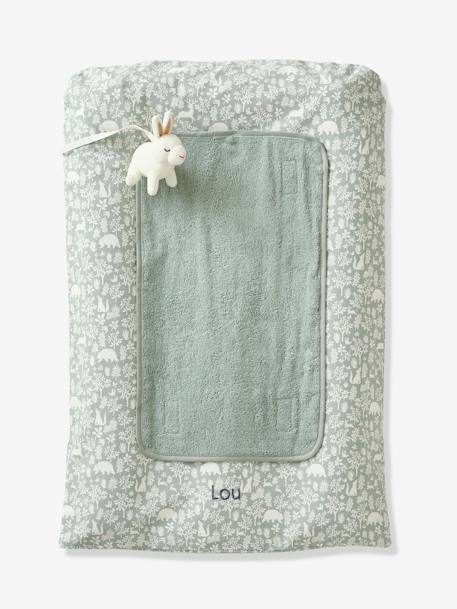 Matelas à langer et 2 tapis de change DANS LES BOIS vert sauge+vieux rose - vertbaudet enfant 