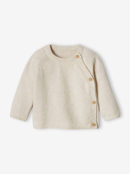 Pull bébé en tricot ouverture devant beige chiné - vertbaudet enfant 