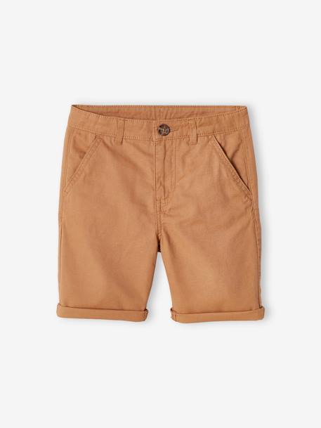Chino bermuda voor jongens beige+BLAUW+grijsblauw+groen+rood+zandbeige - vertbaudet enfant 