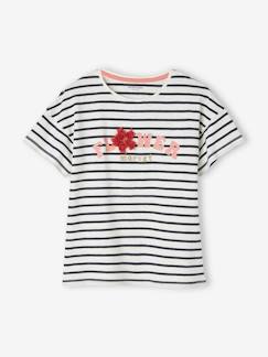 Meisje-T-shirt, souspull-Meisjes-T-shirt met frisou-animatie en iriserende details