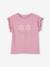 T-shirt fille motif fantaisie manches courtes volantées blanc+bleu ciel+mauve - vertbaudet enfant 