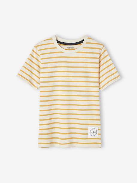 T-shirt garçon rayé manches courtes bleu azur+dark bleu indigo rayé+rayé jaune+rayé rouge+sauge rayé - vertbaudet enfant 