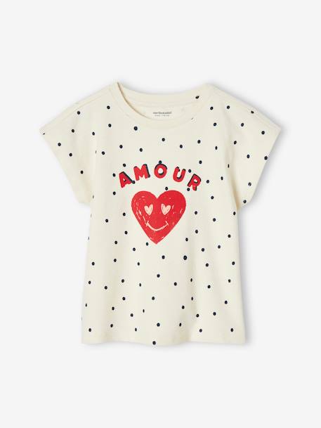 Meisjes-T-shirt met stippen ecru - vertbaudet enfant 