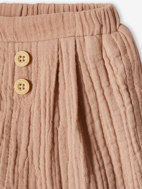 Pantalon bébé mixte coupe sarouel en gaze de coton Blanc+Bleu+cappuccino+tilleul - vertbaudet enfant 