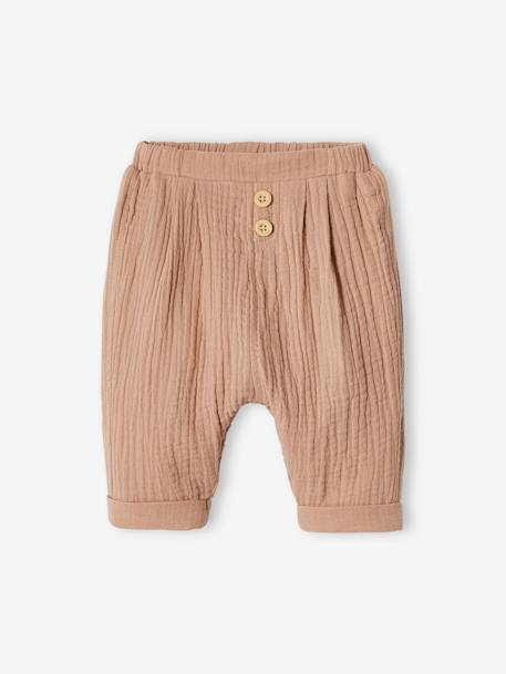 Bébé-Pantalon bébé mixte coupe sarouel en gaze de coton