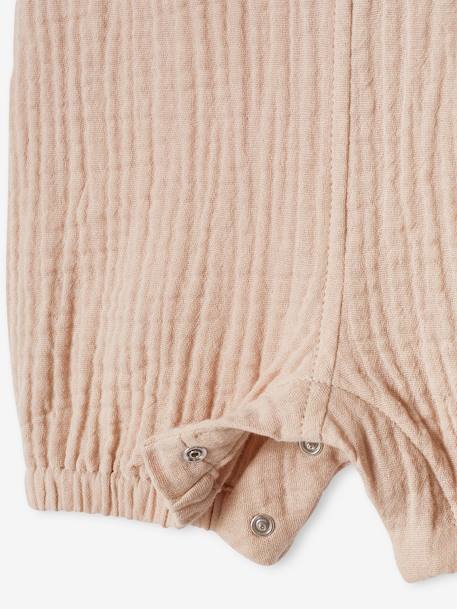 Newborn salopette van gevoerd hydrofiel katoen beige+blauwgroen+gebleekt denim - vertbaudet enfant 