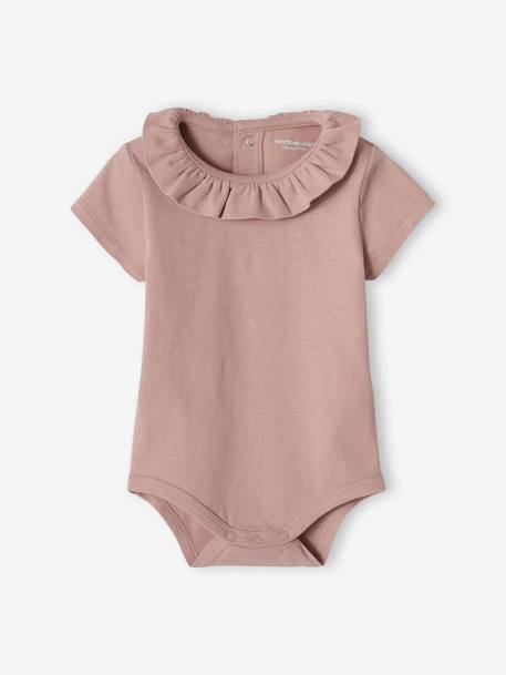 Lot de 2 bodies bébé naissance col fantaisie manches courtes corail+lilas poudré - vertbaudet enfant 
