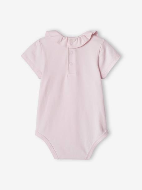 Lot de 2 bodies bébé naissance col fantaisie manches courtes corail+lilas poudré - vertbaudet enfant 