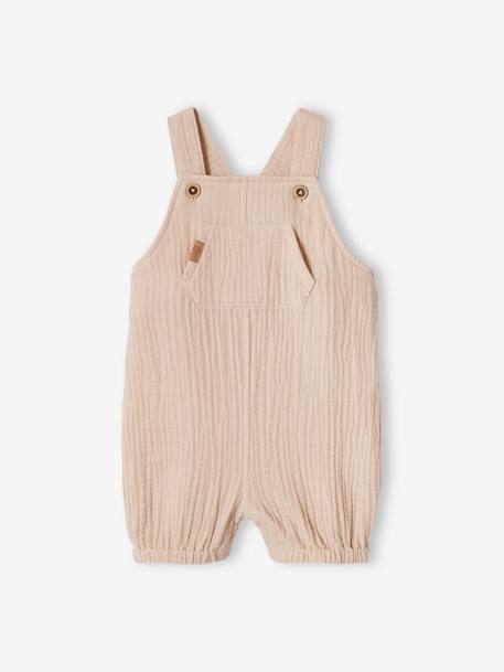 Newborn salopette van gevoerd hydrofiel katoen beige+blauwgroen+gebleekt denim - vertbaudet enfant 