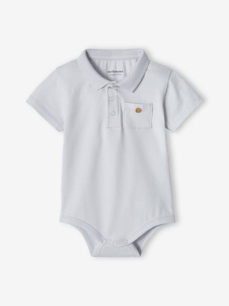 Set van 2 newborn rompertjes met polokraag met zakje ecru+hemelsblauw - vertbaudet enfant 