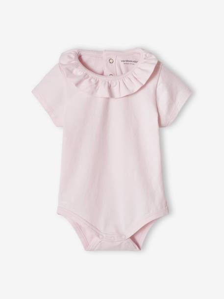 Lot de 2 bodies bébé naissance col fantaisie manches courtes corail+lilas poudré - vertbaudet enfant 