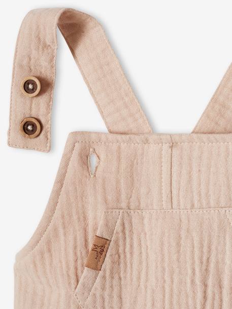 Newborn salopette van gevoerd hydrofiel katoen beige+blauwgroen+gebleekt denim - vertbaudet enfant 