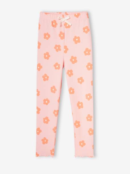 Legging imprimé en maille côtelée fille rose pâle+vert de gris - vertbaudet enfant 