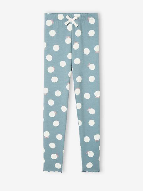 Legging imprimé en maille côtelée fille rose pâle+vert de gris - vertbaudet enfant 