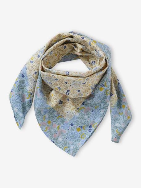Gepersonaliseerde sjaal met bloemenprint voor meisjes hemelsblauw - vertbaudet enfant 