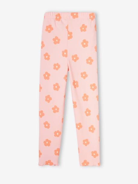 Legging imprimé en maille côtelée fille rose pâle+vert de gris - vertbaudet enfant 