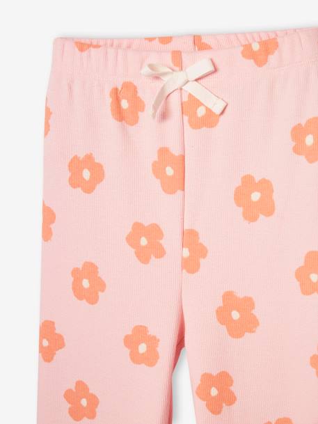 Legging imprimé en maille côtelée fille rose pâle+vert de gris - vertbaudet enfant 
