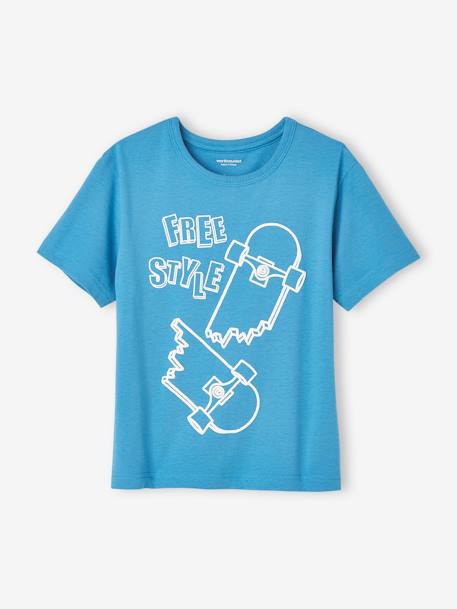 T-shirt maxi motif détails encre gonflante garçon bleu azur+vert - vertbaudet enfant 