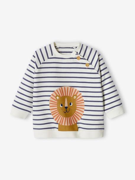 Gestreept sweatshirt van molton baby leiblauw - vertbaudet enfant 