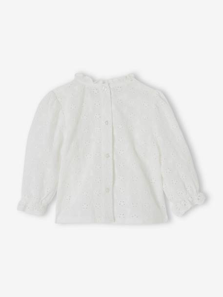 Blouse bébé broderie anglaise à volants blanc+bleu ciel+rose bonbon - vertbaudet enfant 