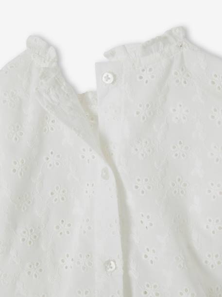 Blouse bébé broderie anglaise à volants blanc+bleu ciel+rose bonbon - vertbaudet enfant 