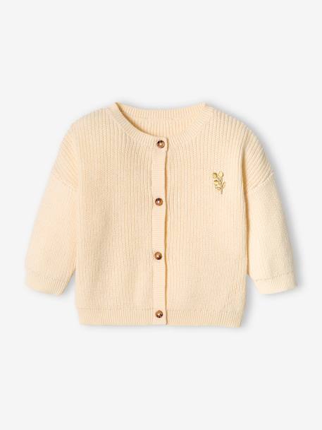 Gilet bébé en côtes anglaises motif irisé écru - vertbaudet enfant 